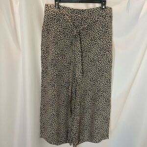 J. Crew 100% silk leopard print wide-leg crop pants